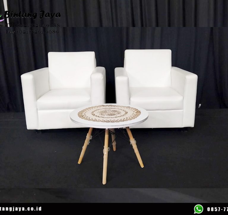 Sewa Meja Dirmy dan Sofa Single Putih Type Kotak Jakarta untuk Event Elegan