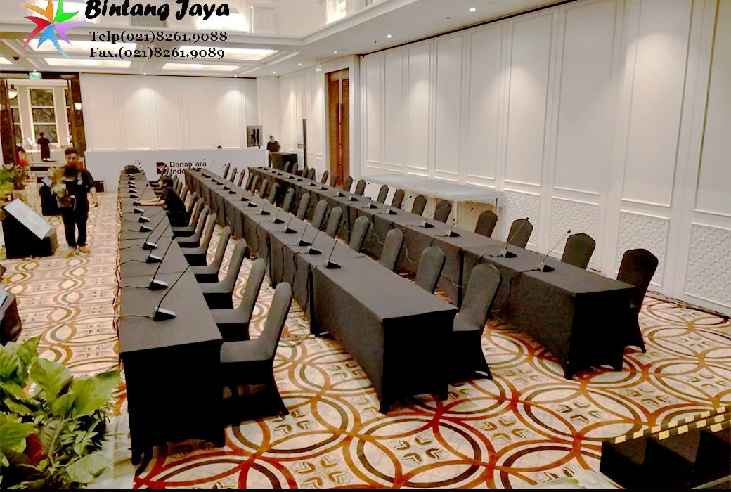 Rental Meja Kursi Cover Hitam Event Danantara 087885377555