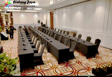 Rental Meja Kursi Cover Hitam Event Danantara 087885377555