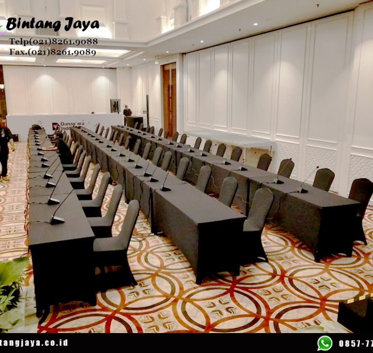 Rental Meja Kursi Cover Hitam Event Danantara 087885377555